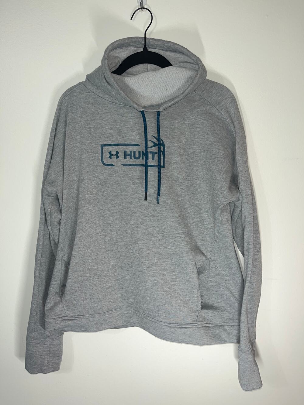 Womens Under Armour Loose XL Cowl Neck Sweatshirt Hunt Gray GUC